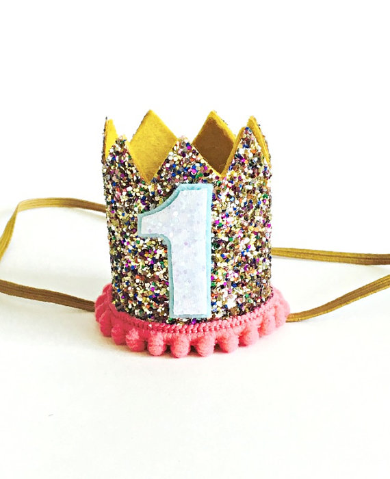 1st Birthday Glitter Crown 