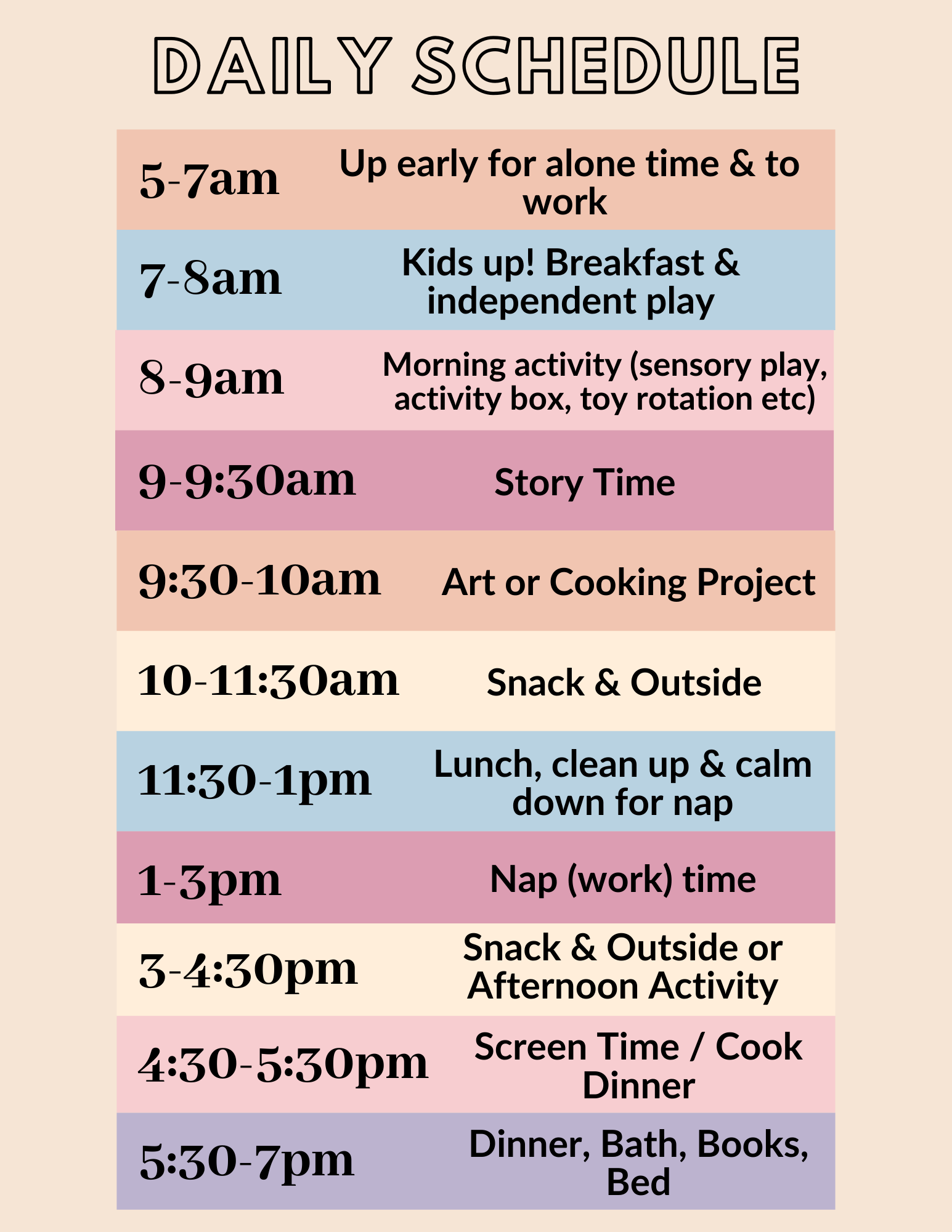 daily schedule kids template